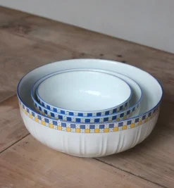 Trio de plats ronds en porcelaine art déco vintage