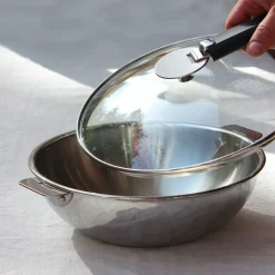 Wok en inox 18/10 avec manche amovible